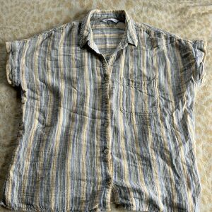 Sonoma Blue and Tan Casual Button Down Shirt